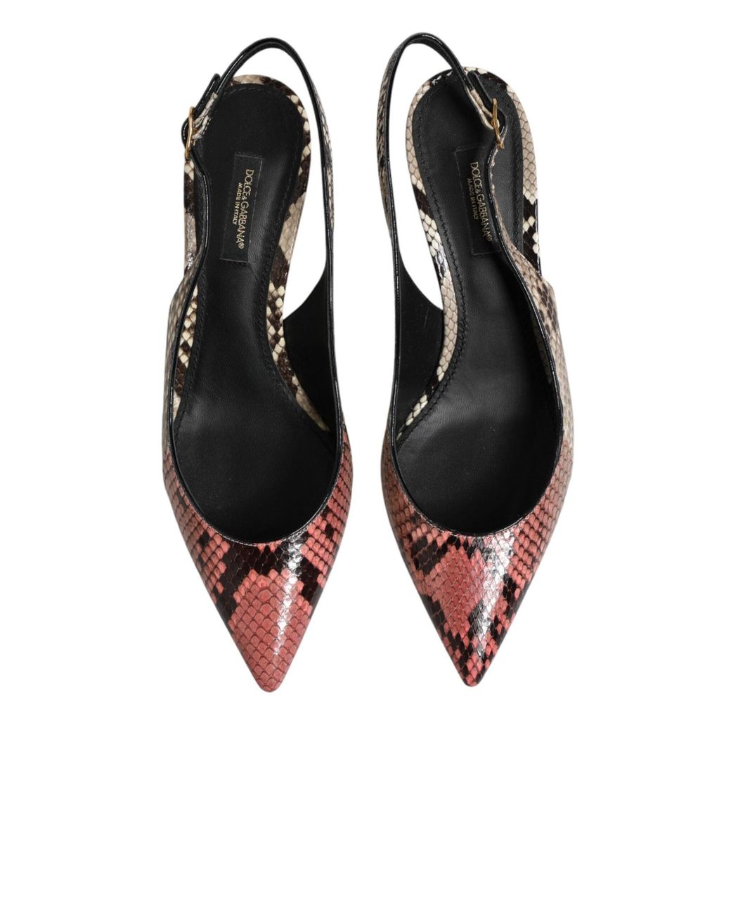 Dolce & Gabbana Brown Leather Heels Slingback Shoes