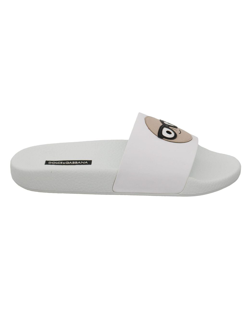 Dolce & Gabbana White Leather #dgfamily Slides Shoes Sandals