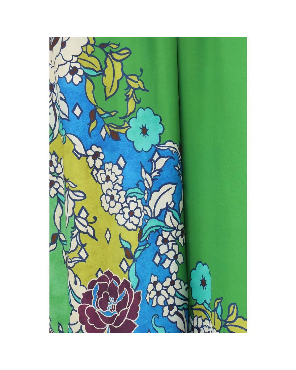 ALÉMAIS Green Multicolor Silk Casual Pants