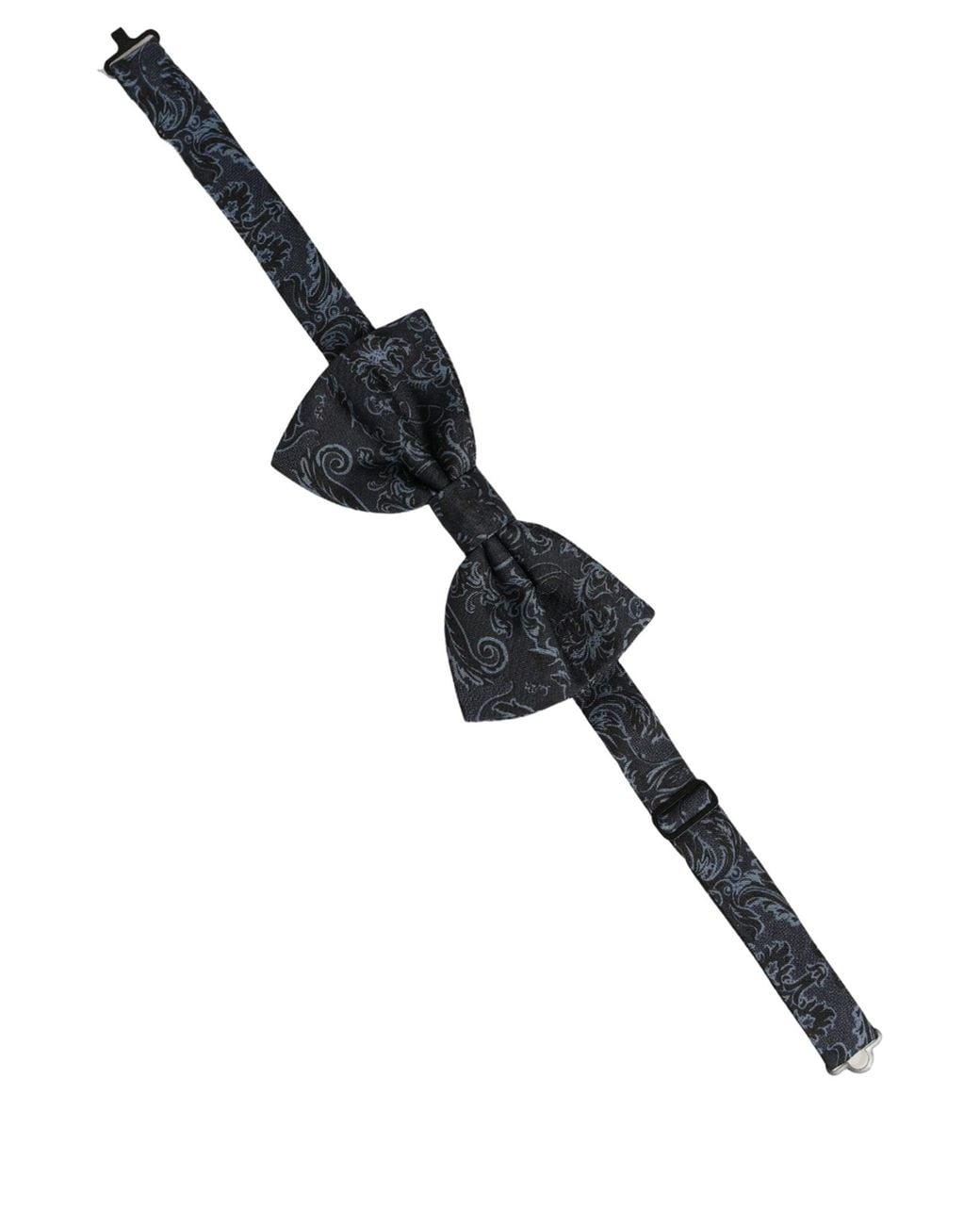 Dolce & Gabbana Black Paisley Adjustable Neck Papillon Bow Tie Silk for men