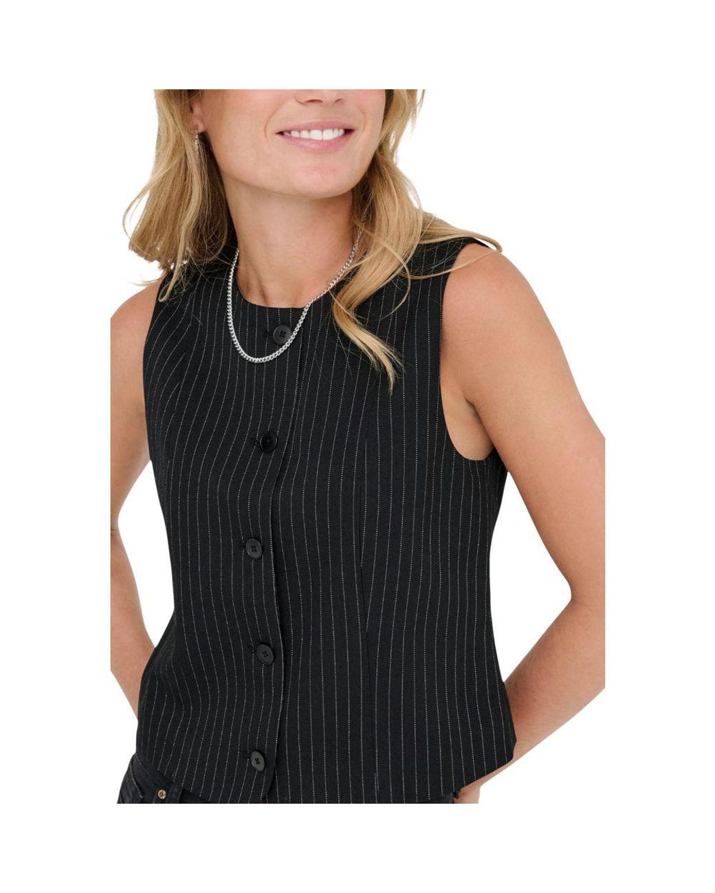 ONLY Black Recycled Polyester Waistcoat
