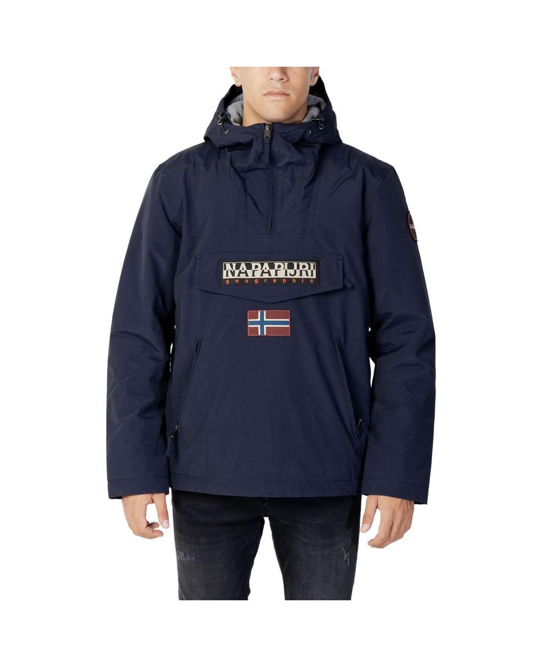 Napapijri Blue Polyester Shell Jacket for men