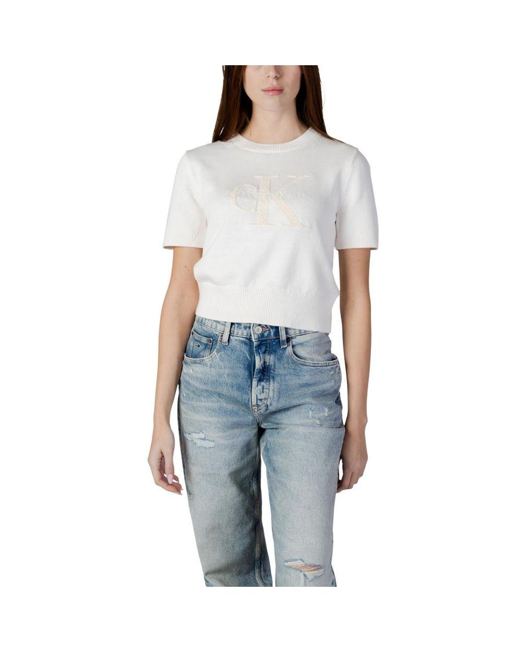 Calvin Klein Blue Beige Cotton Sweatshirt