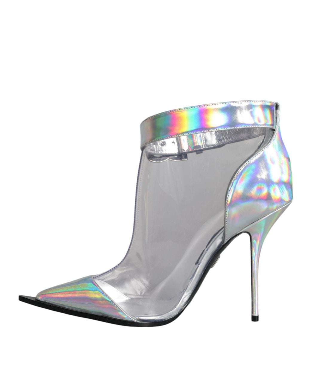 Dolce & Gabbana Metallic Iridescent Pvc Pointed Short Boots Shoes