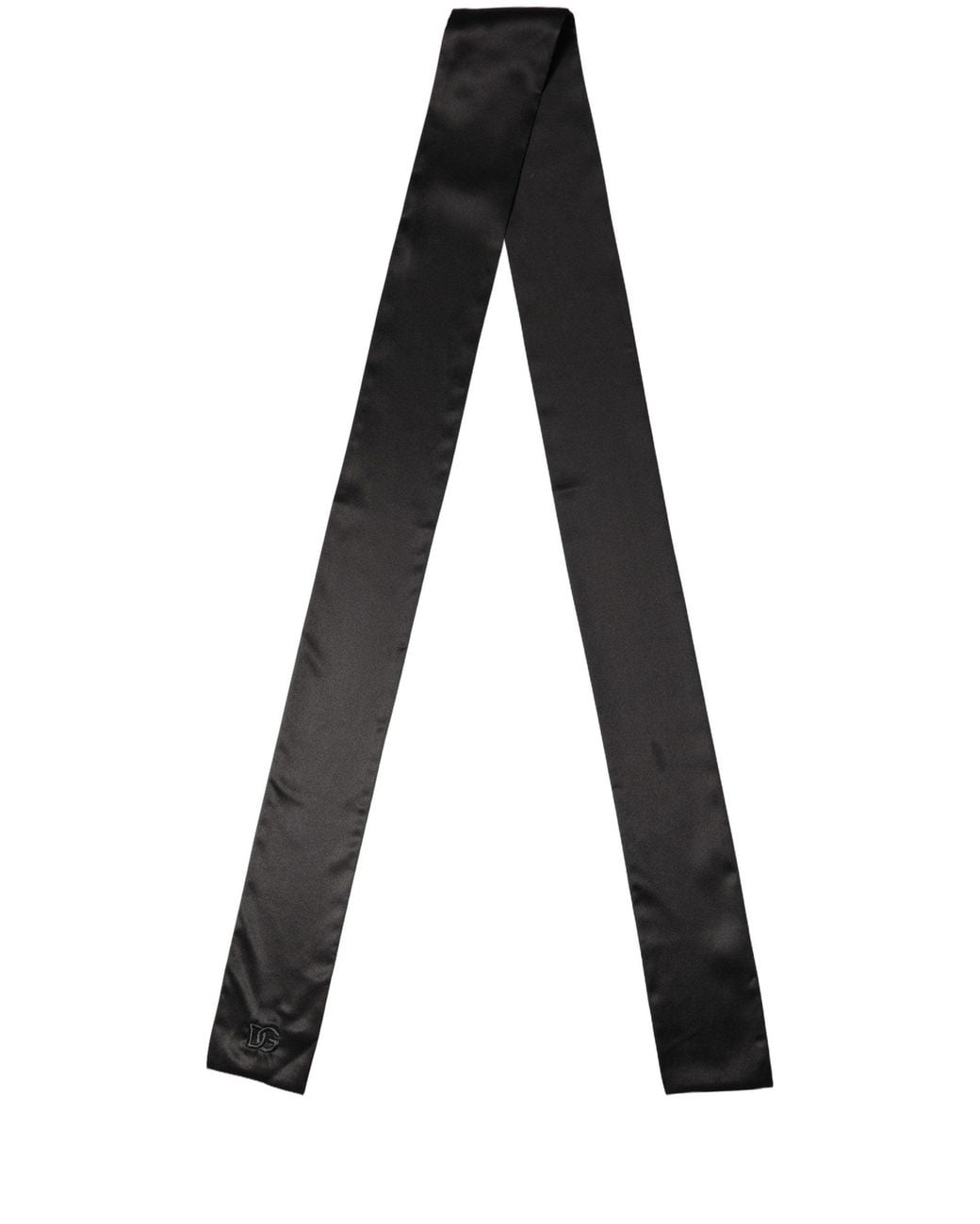 Dolce & Gabbana Black Satin Silk Skinny Neck Shawl Scarf for men