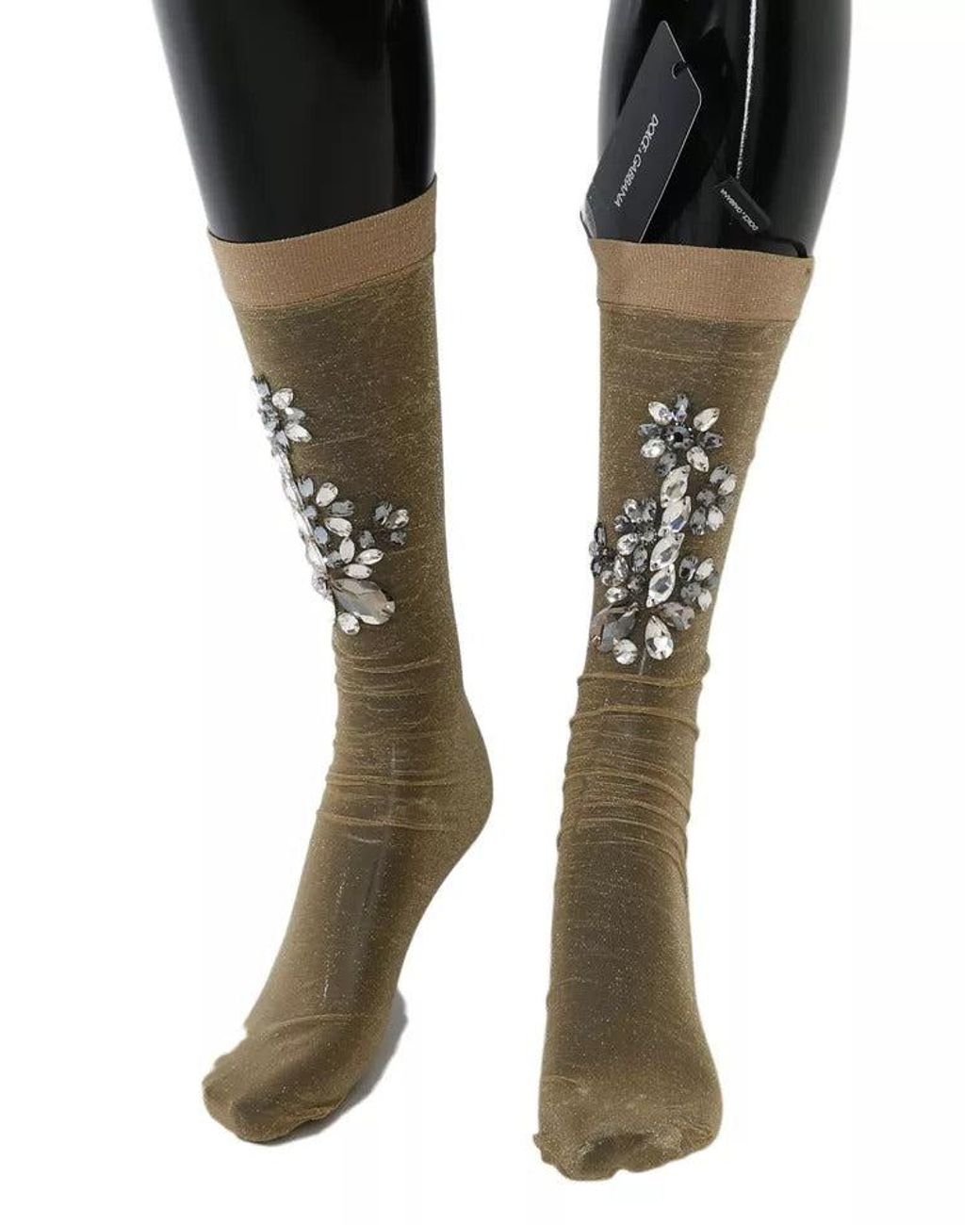 Dolce & Gabbana Metallic Embellished Sheer Socks