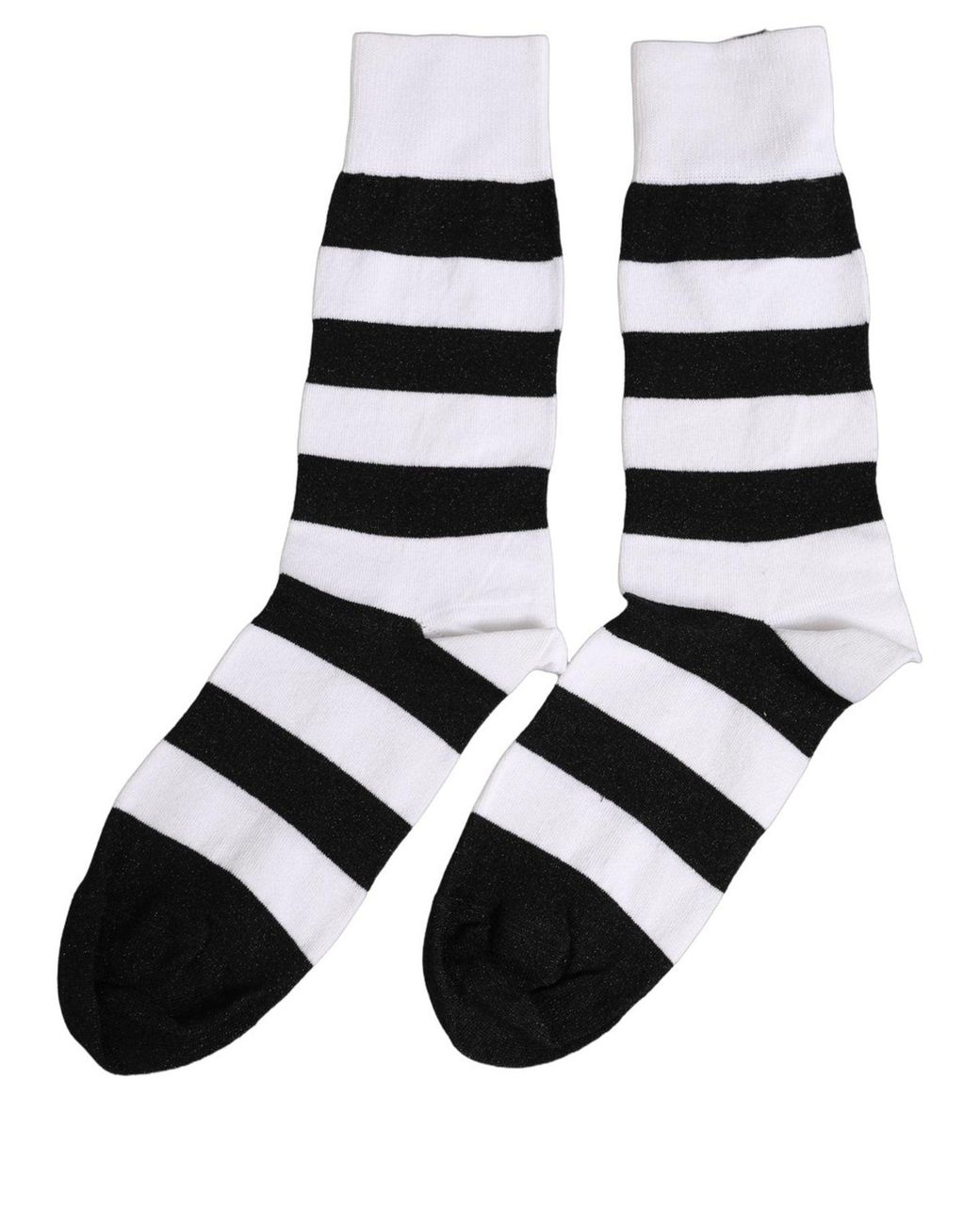 Dolce & Gabbana Black White Stripes Mid Calf Accessory Socks