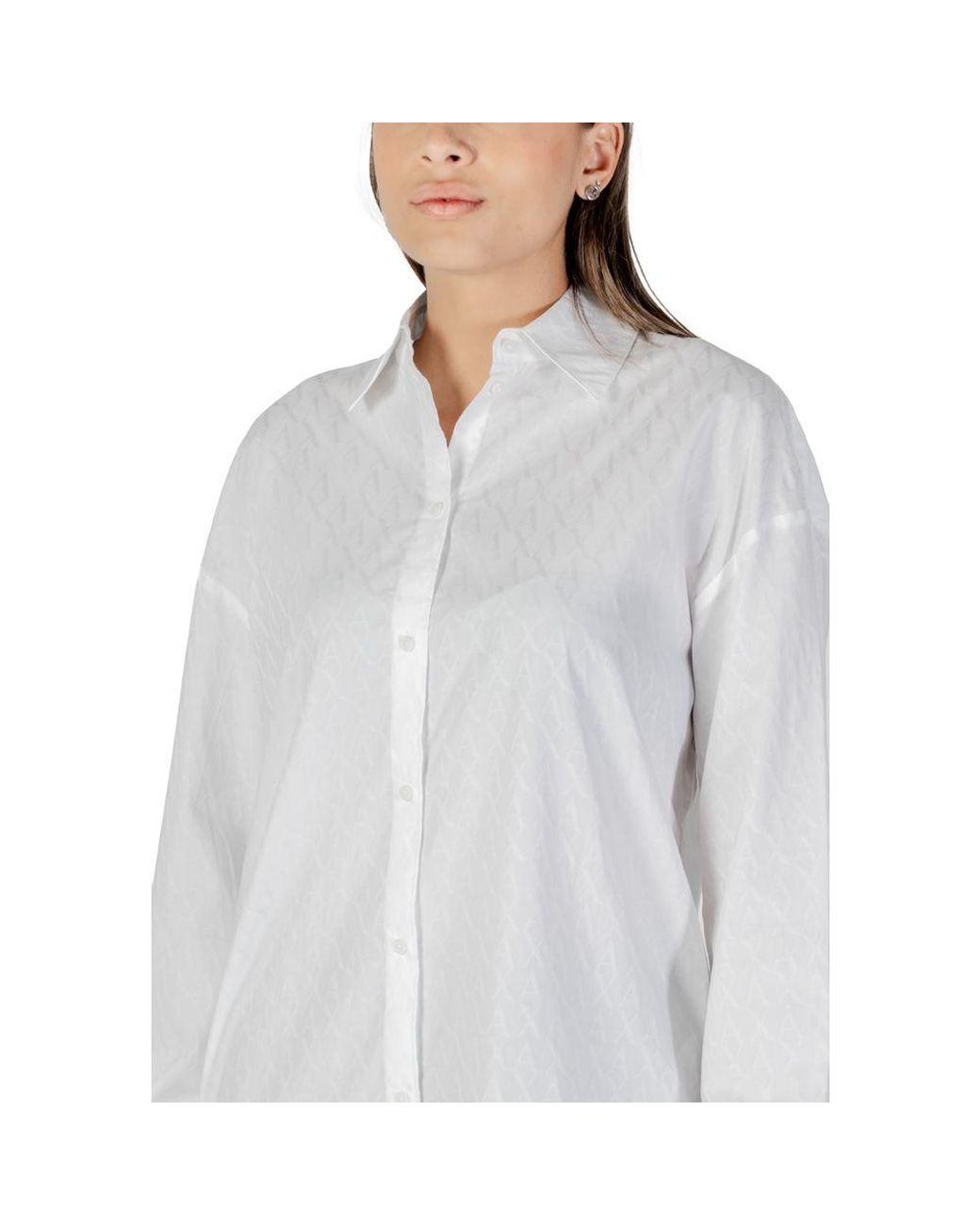 ARMANI EXCHANGE Gray White Cotton Blouse
