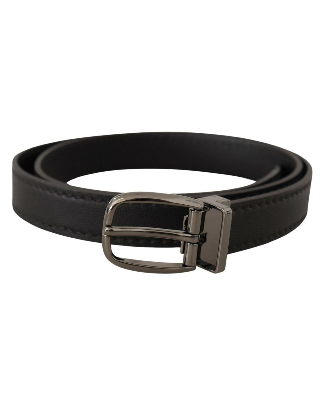 Dolce & Gabbana Black Elegant Leather Belt With Metal Buckle for men