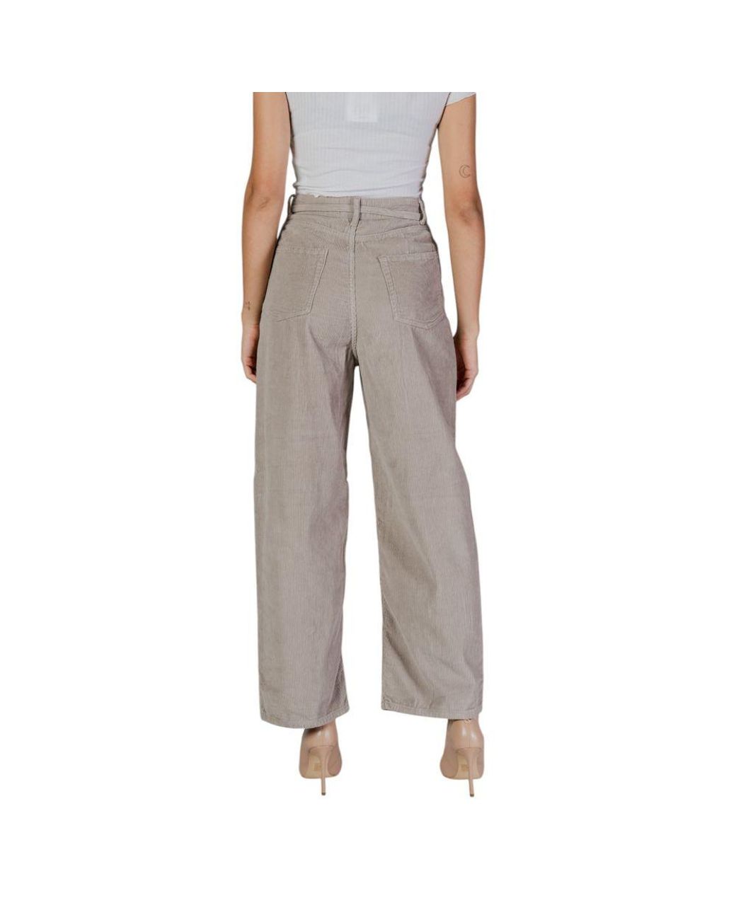 ONLY Gray Beige Cotton Jeans & Pant