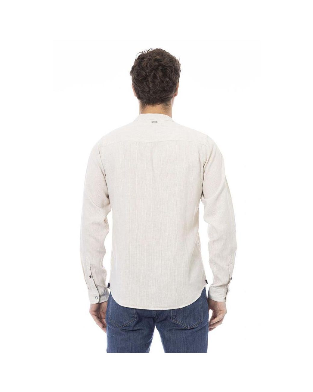 Baldinini White Rayon Long Sleeve T-Shirt for men