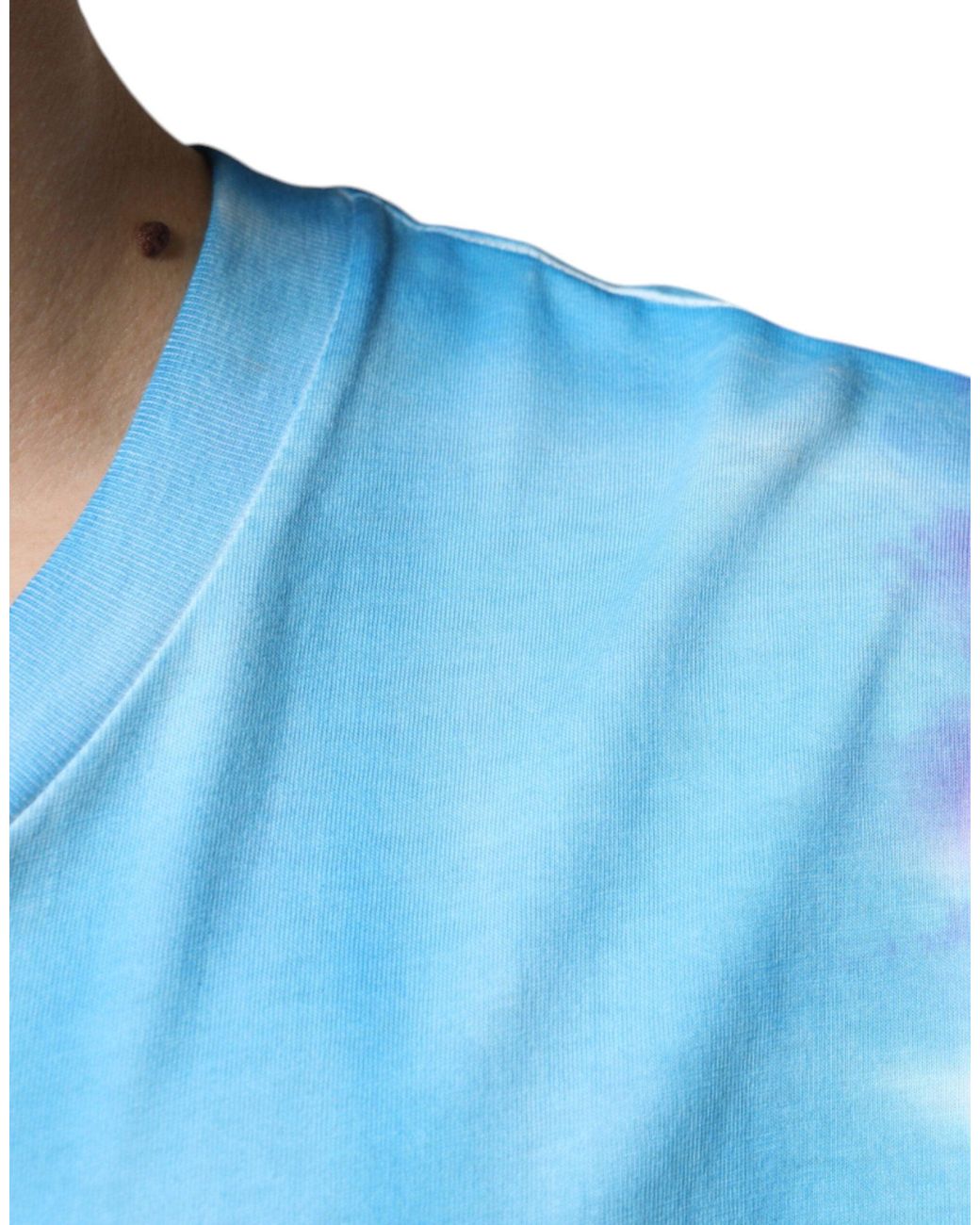 Dolce & Gabbana Blue Tie Dye Cotton Sleeveless T-Shirt for men