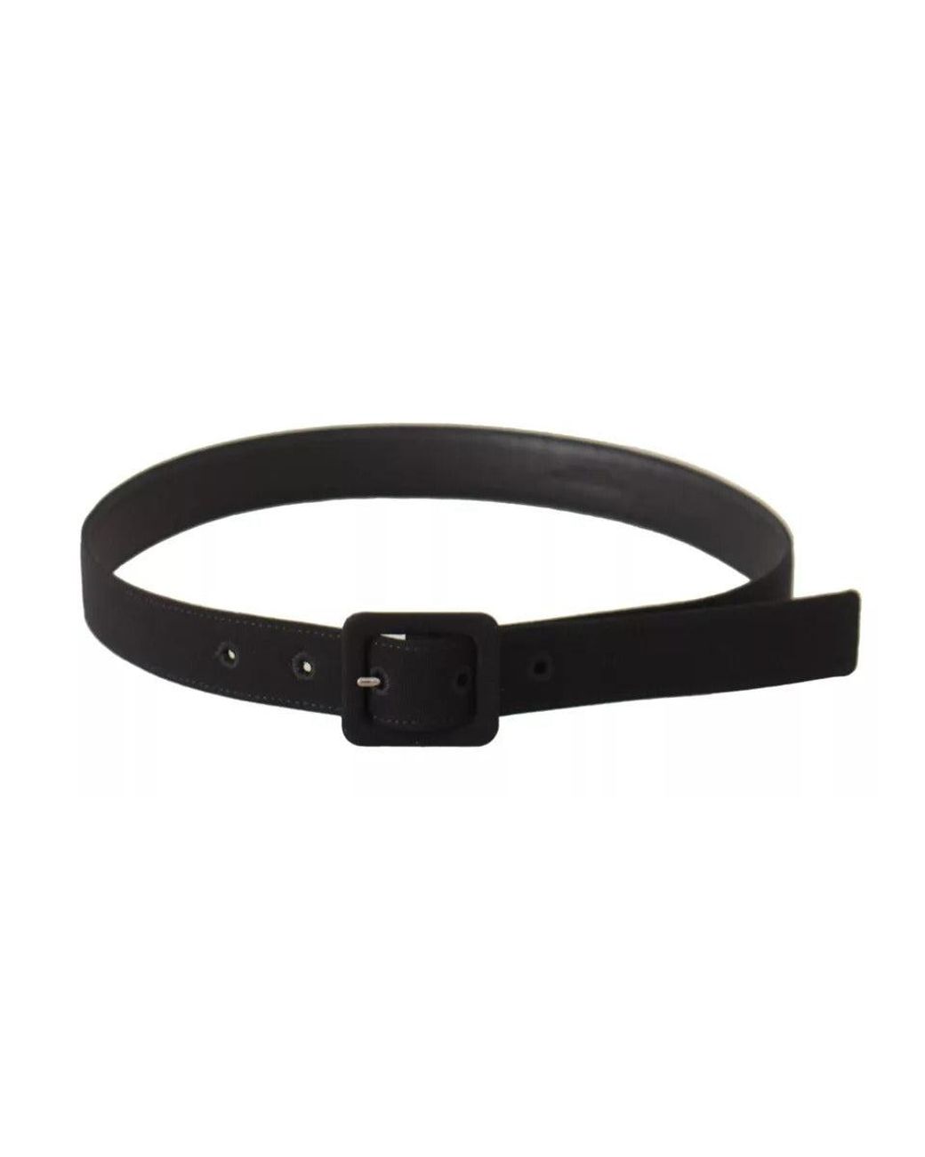 Dolce & Gabbana Black Velvet Leather Logo Waist Buckle Belt