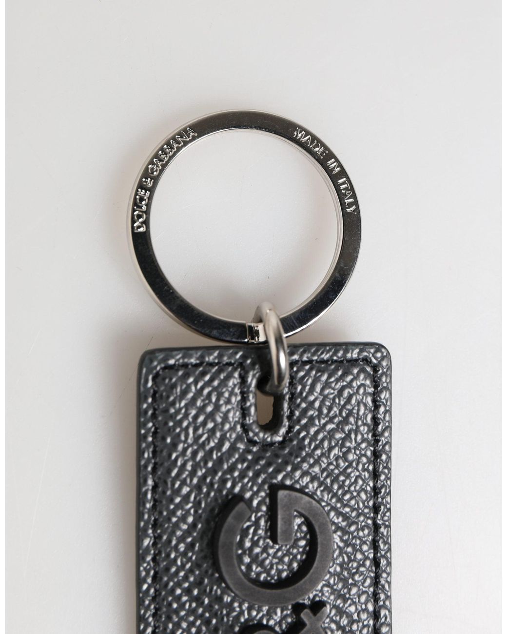 Dolce & Gabbana Calf Leather D&G Logo Metal Ring Keyring Keychain