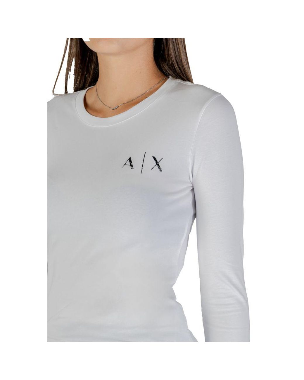 ARMANI EXCHANGE Gray White Cotton Long Sleeve T