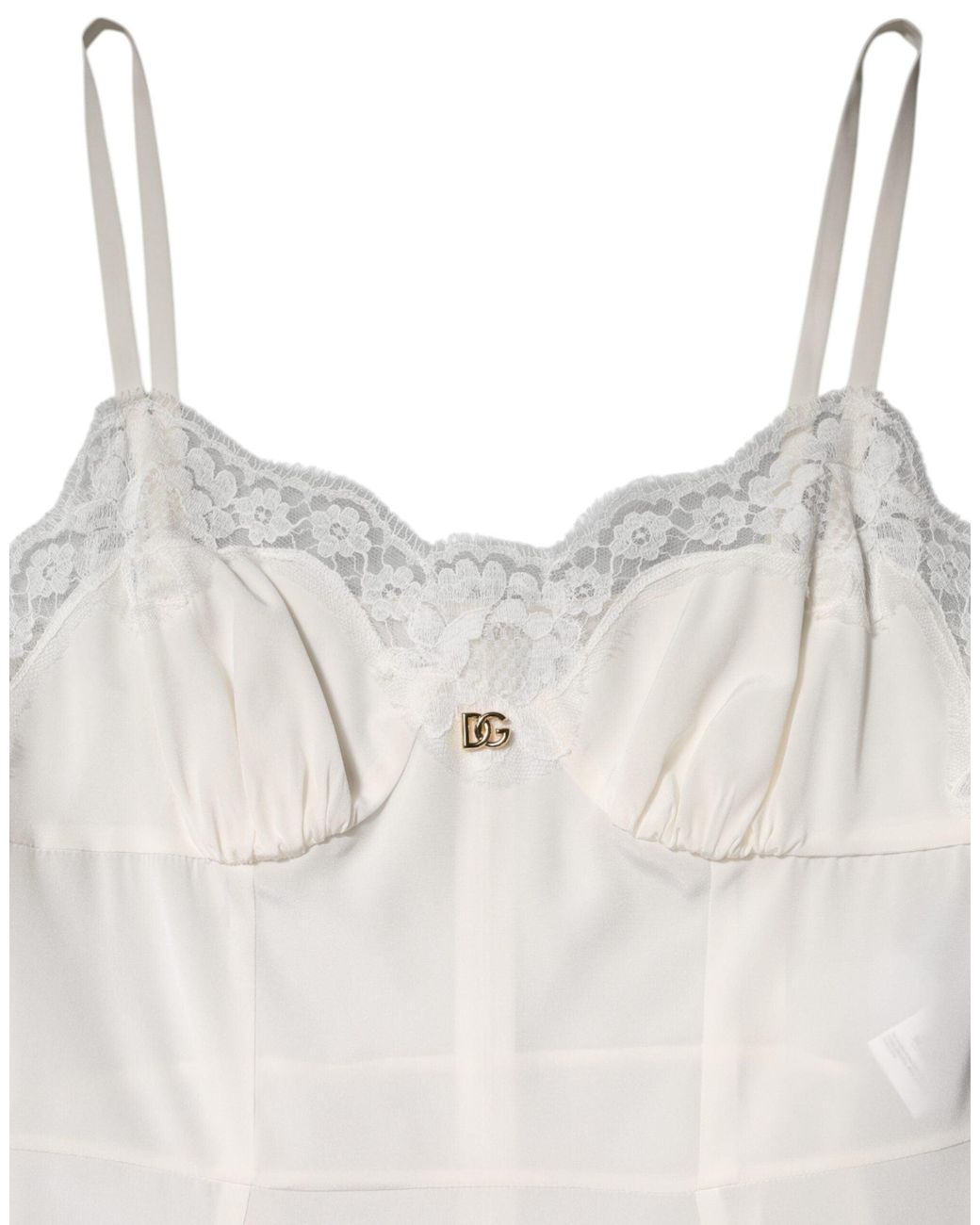 Dolce & Gabbana White Lace Trimmed Slip Dress