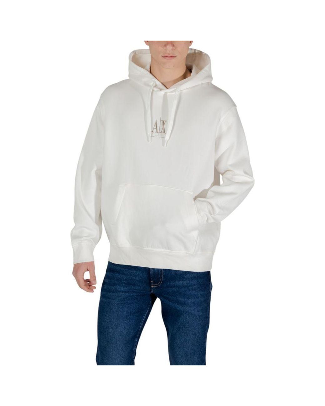 ARMANI EXCHANGE Gray Cream Cotton Hoodie for men