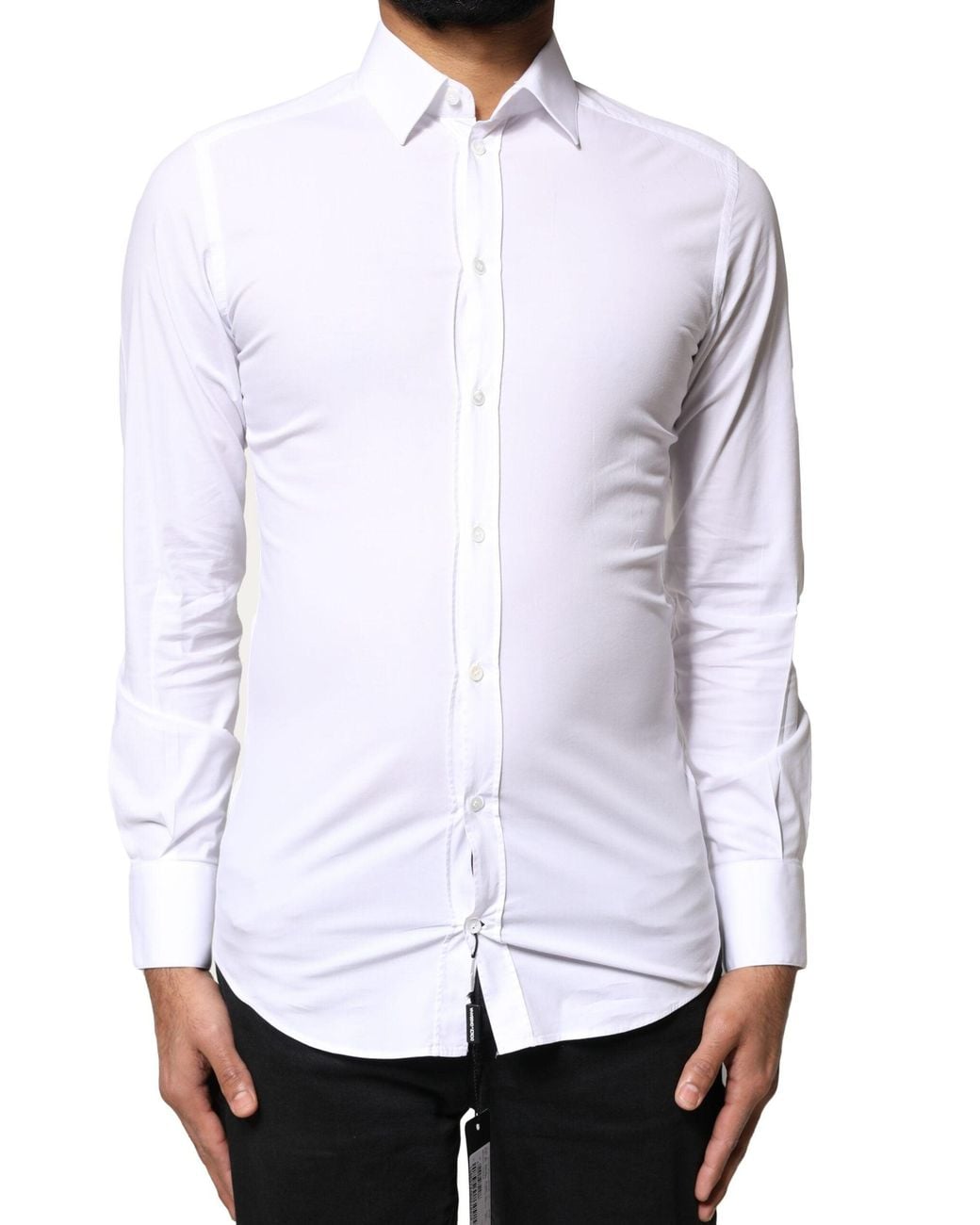Dolce & Gabbana White Cotton Long Sleeves Dress Shirt for men