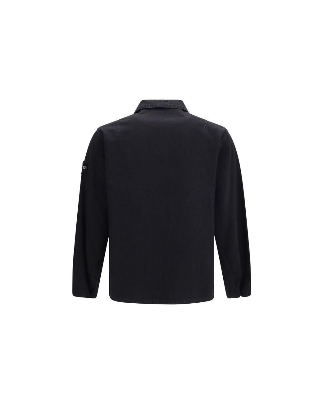 Stone Island Blue Black Cotton Denim Jacket for men