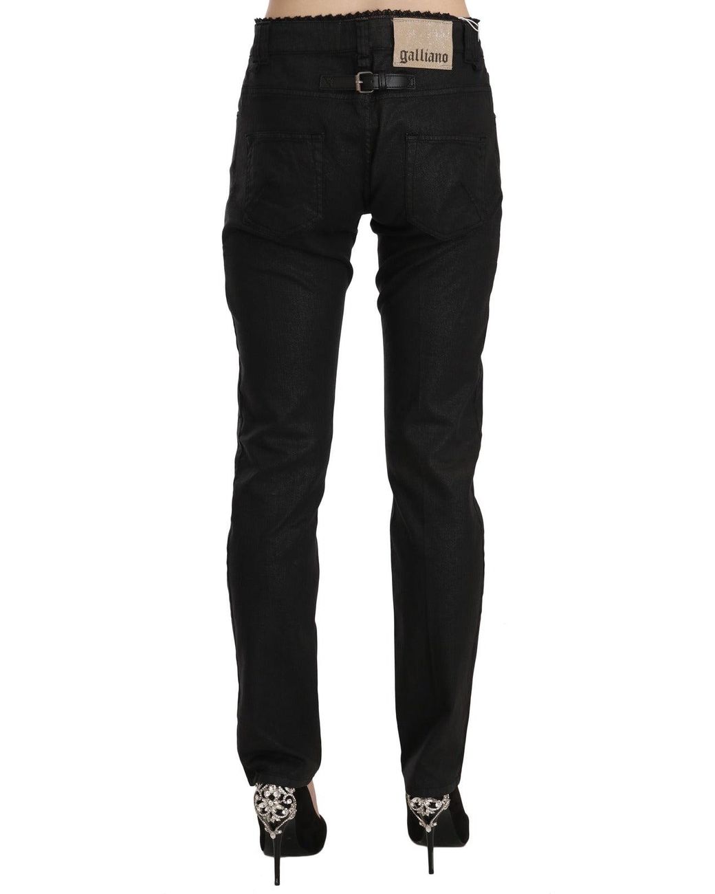 John Galliano Black Mid Waist Skinny Cotton Casual Denim Jeans