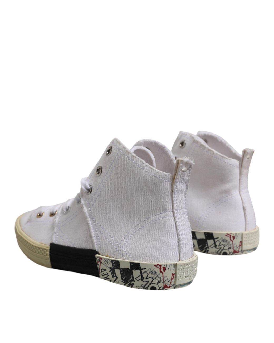 Maison Margiela White Canvas Hightop Graffiti Sneakers