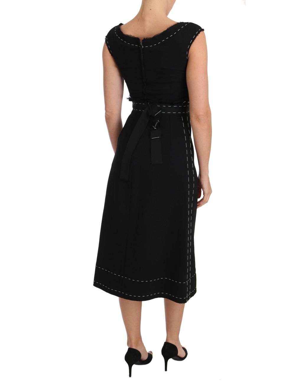 Dolce & Gabbana Black Wool Stretch A-Line Sheath Dress