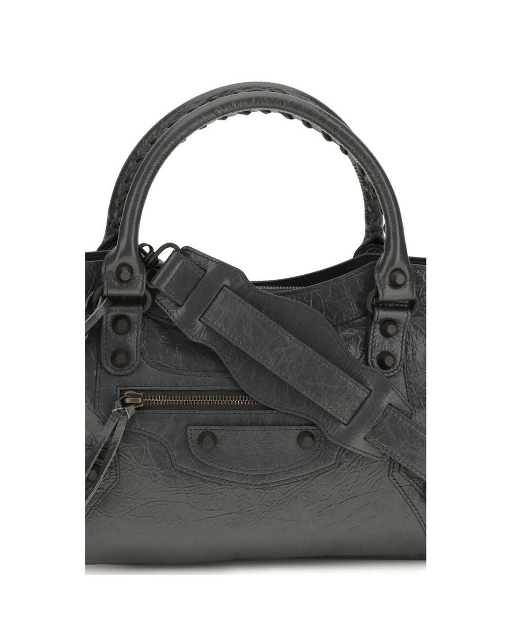 Balenciaga Black Gray Lamb Ovis Aries Shoulder Bag
