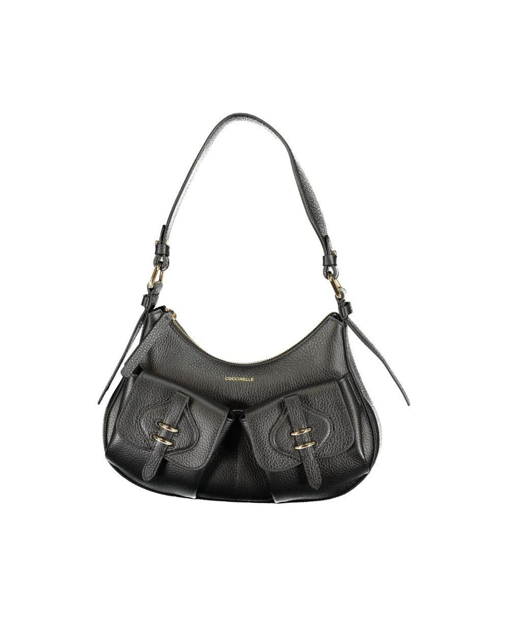 Coccinelle Black Nero Leather 's Bag With Multiple Pockets