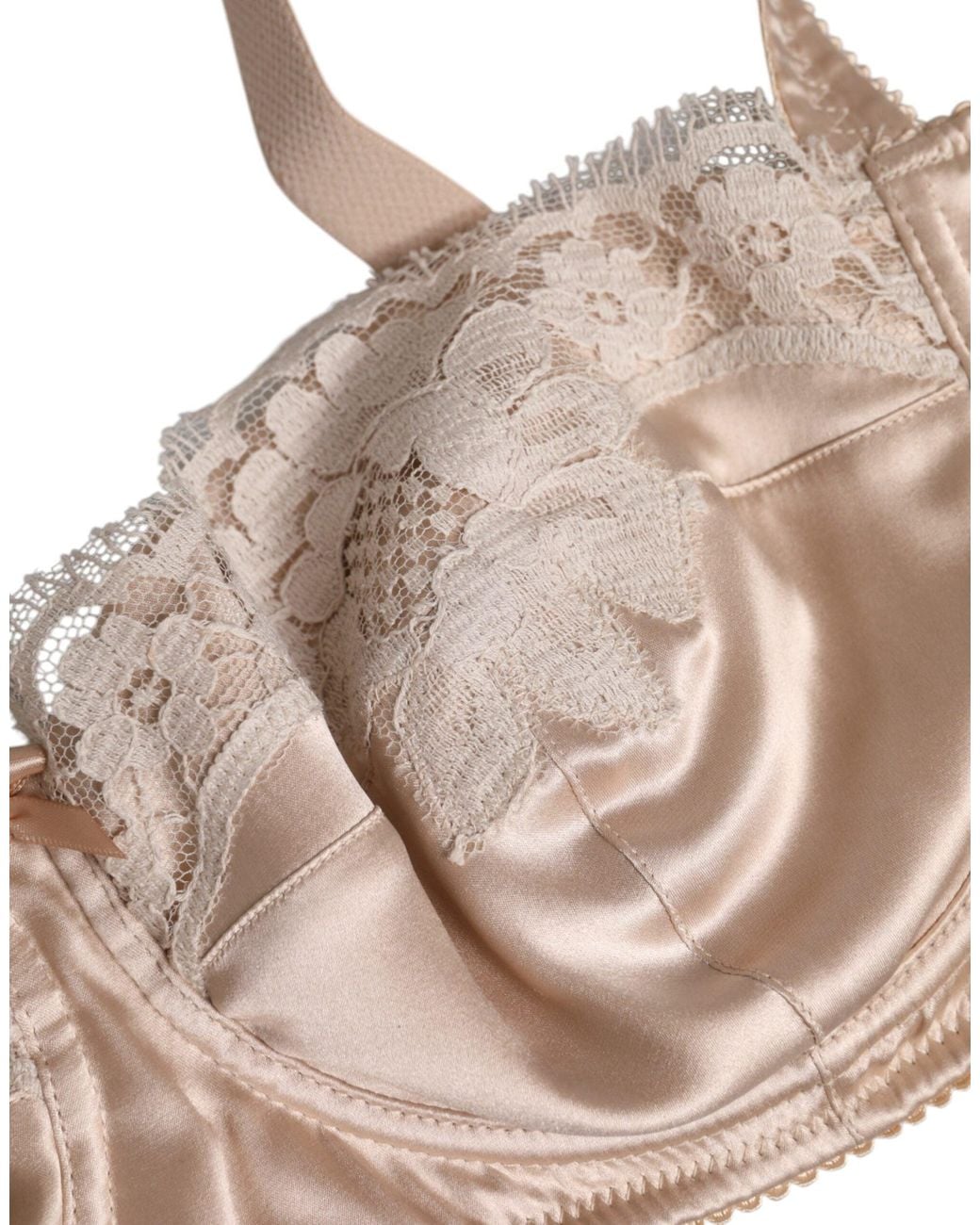 Dolce & Gabbana Natural Biege Silk Underwired Balconette Bra Underwear