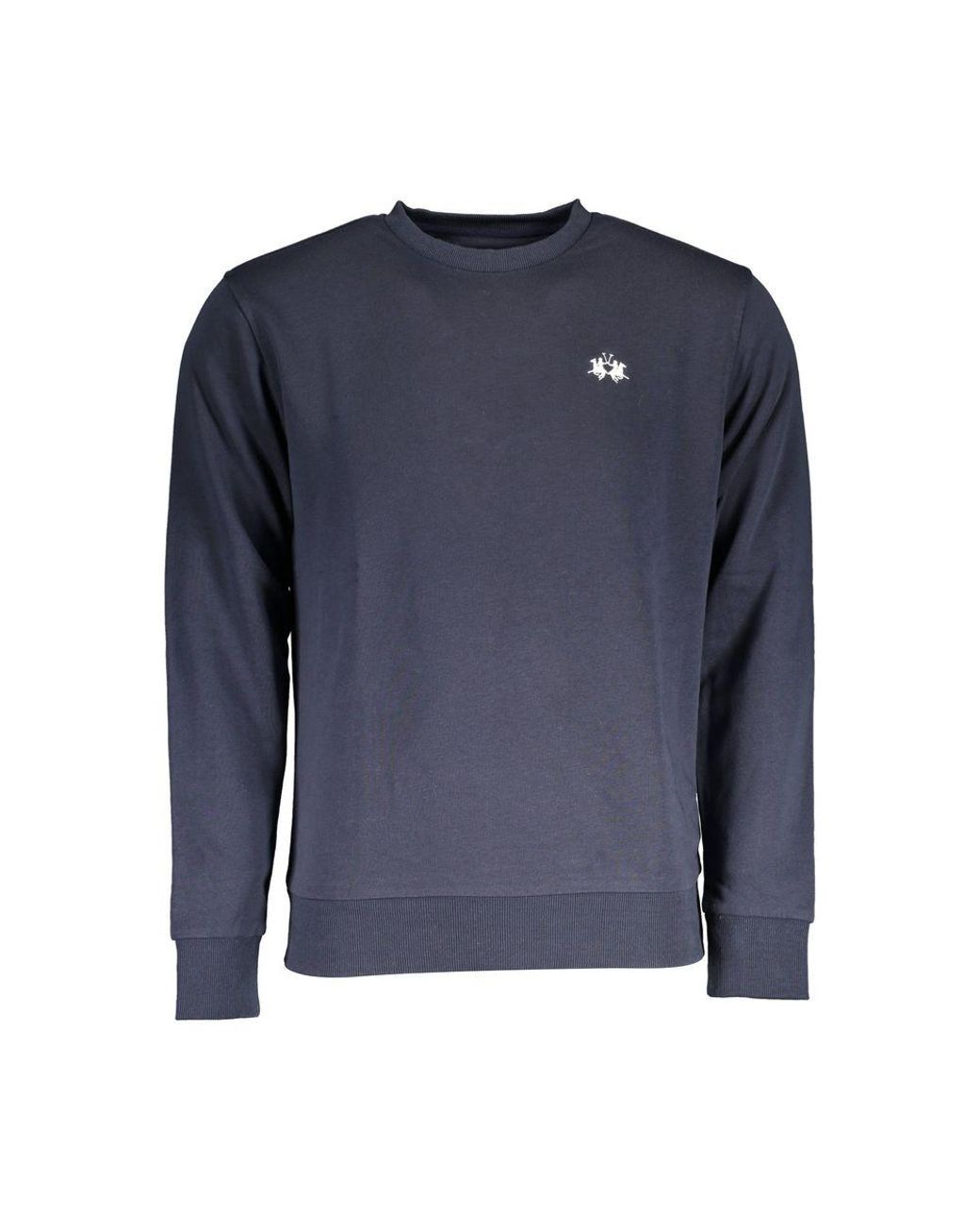 La Martina Blue Cotton Sweater for men