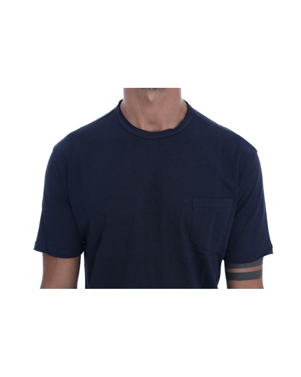 Daniele Alessandrini Cotton Crewneck T-shirt Blue Tsh1323 for men