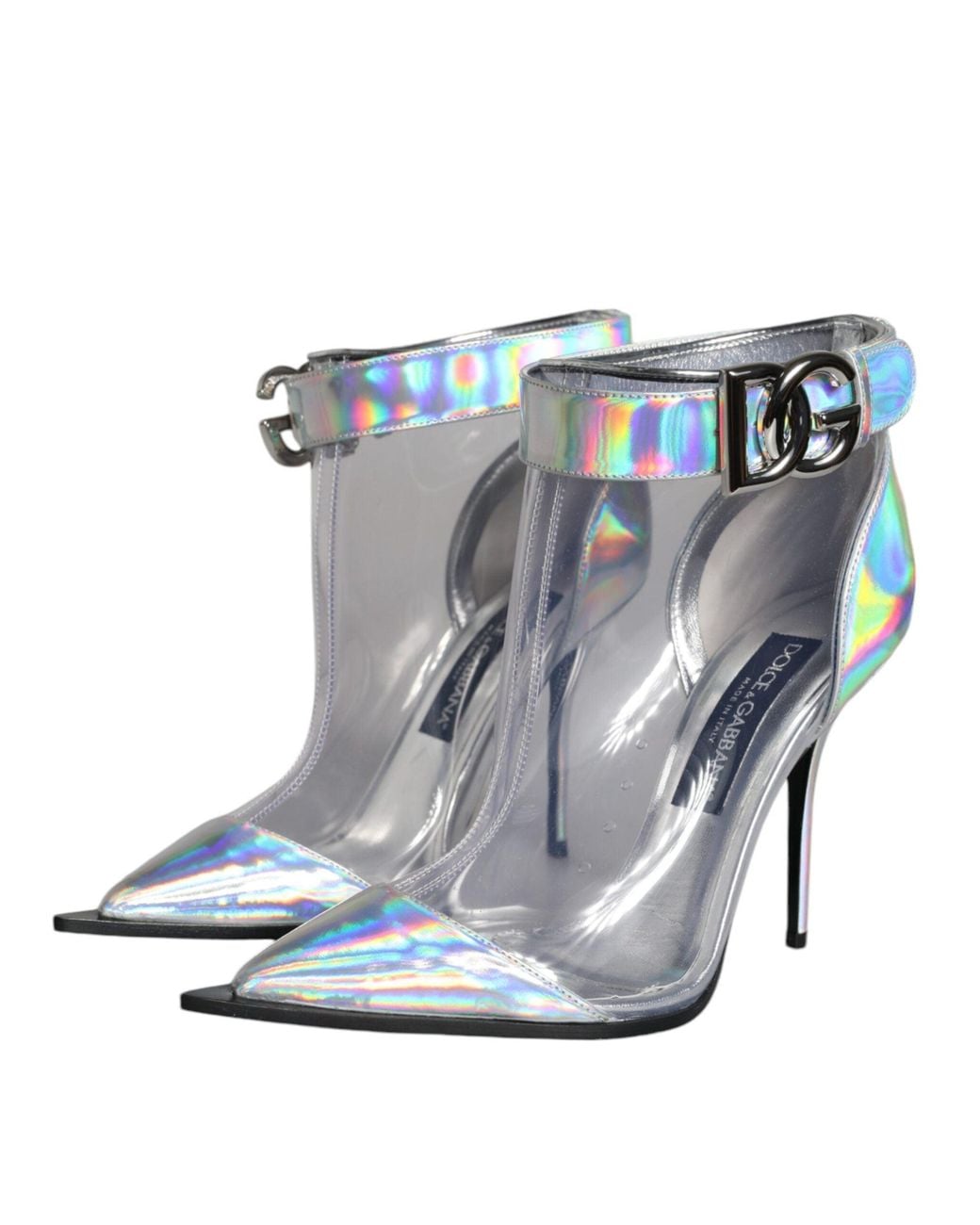 Dolce & Gabbana Metallic Iridescent Pvc Pointed Short Boots Shoes