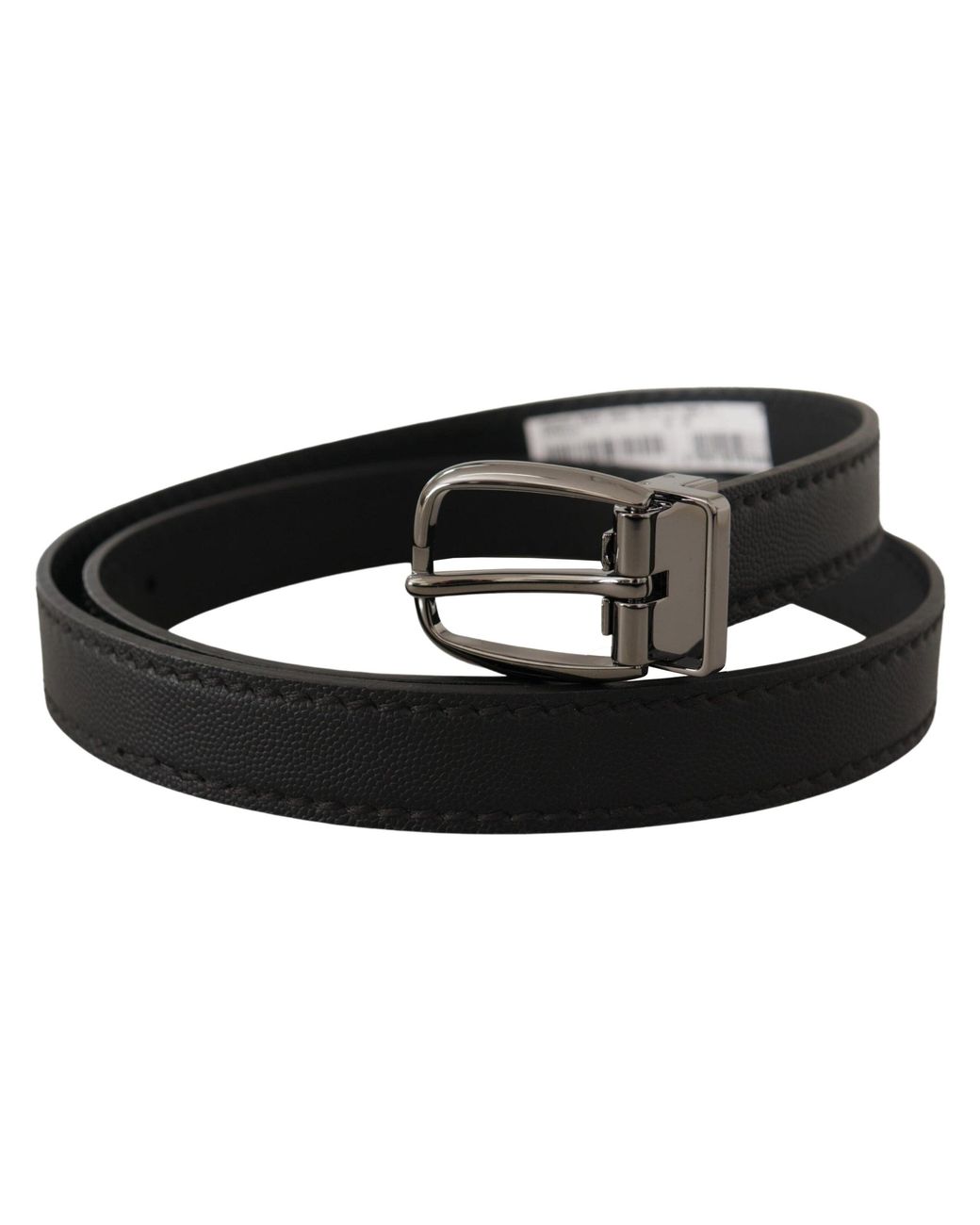 Dolce & Gabbana Black Elegant Leather Belt With Metal Buckle for men