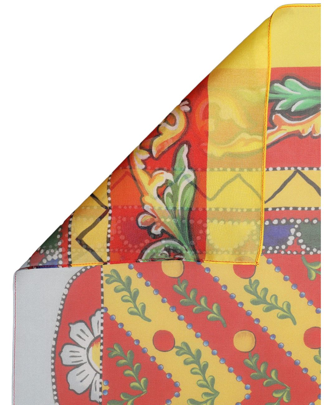 Dolce & Gabbana Red Multicolor Silk Printed Square Foulard Scarf