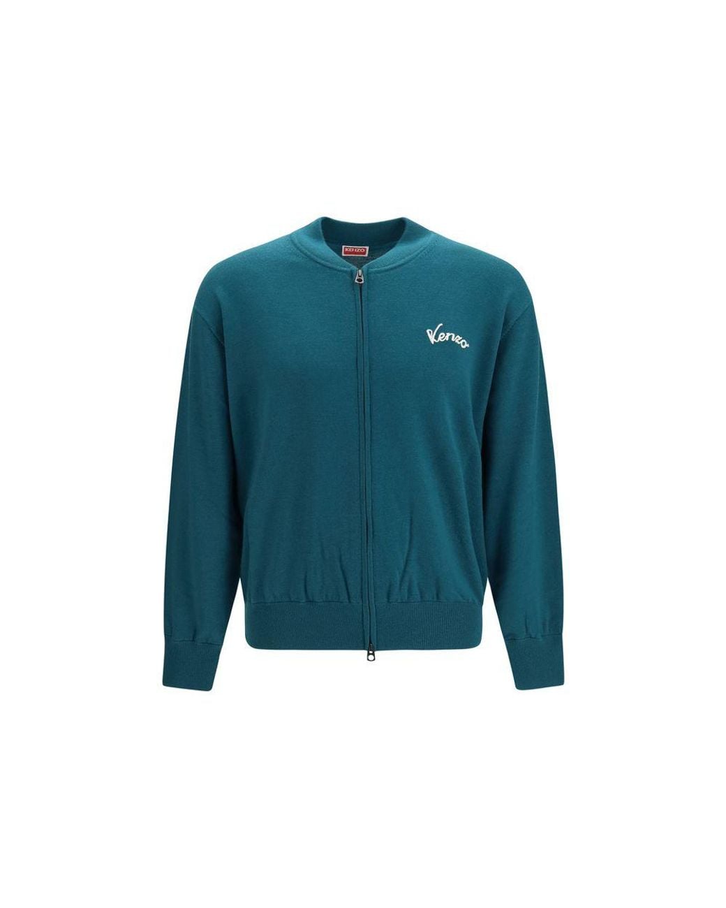 KENZO Blue Bicolor Wool Oves Aries Cardigan for men