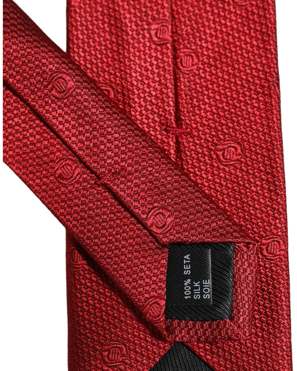 Dolce & Gabbana Red Silk Textured Pattern Adjustable Tied Men Necktie Tie for men