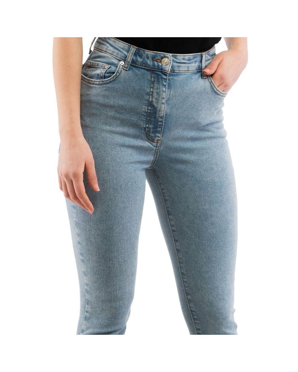 Moschino Blue Multicolor Cotton Skinny Jeans