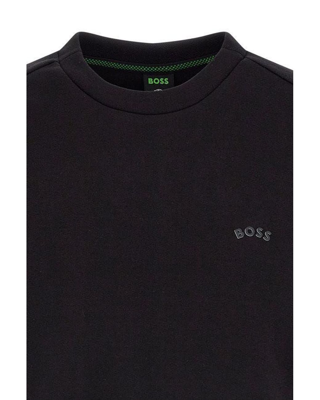 Boss Blue Black Cotton Logo Details Sweatshirt for men