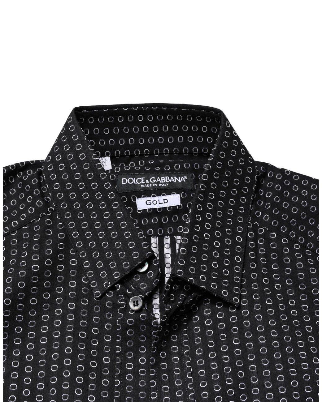 Dolce & Gabbana Black Patterned Cotton Dress Shirt for men