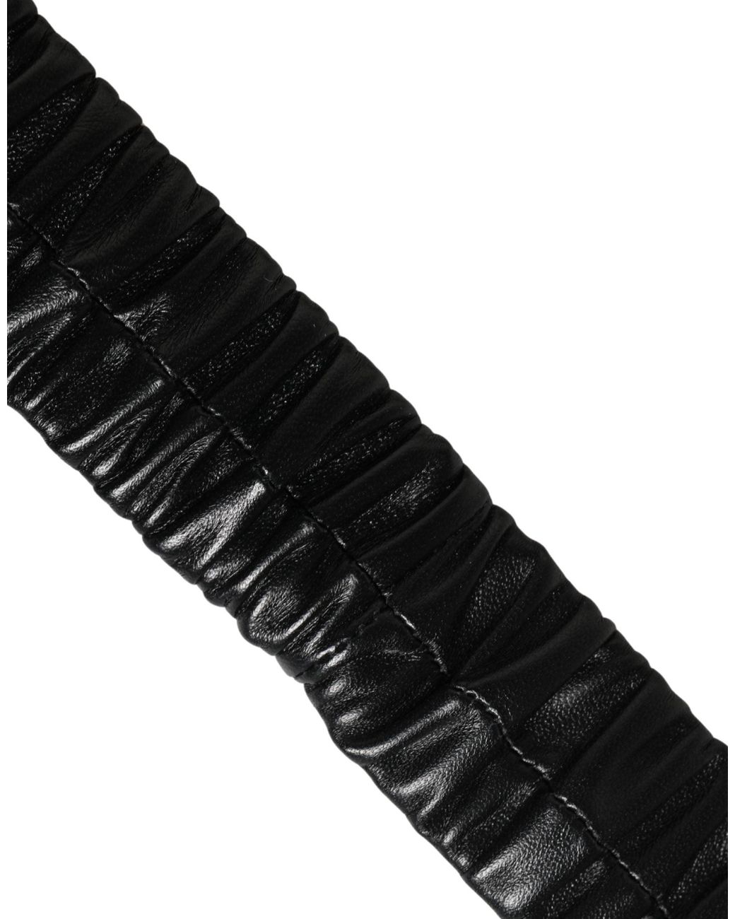 Dolce & Gabbana Black Leather Heart Metal Buckle Belt Calf