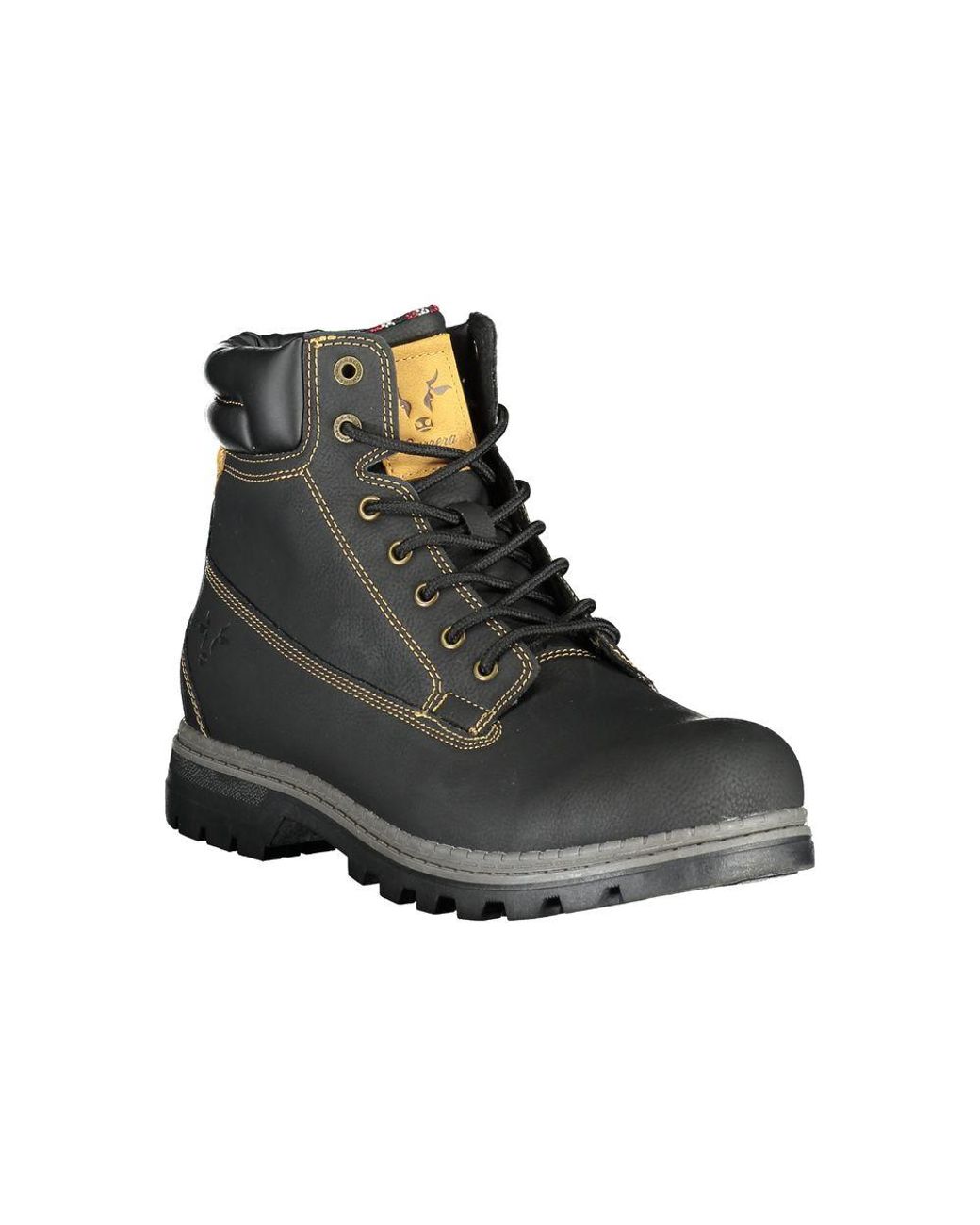 Carrera Black Sleek Lace-Up Boots With Contrast Accents for men