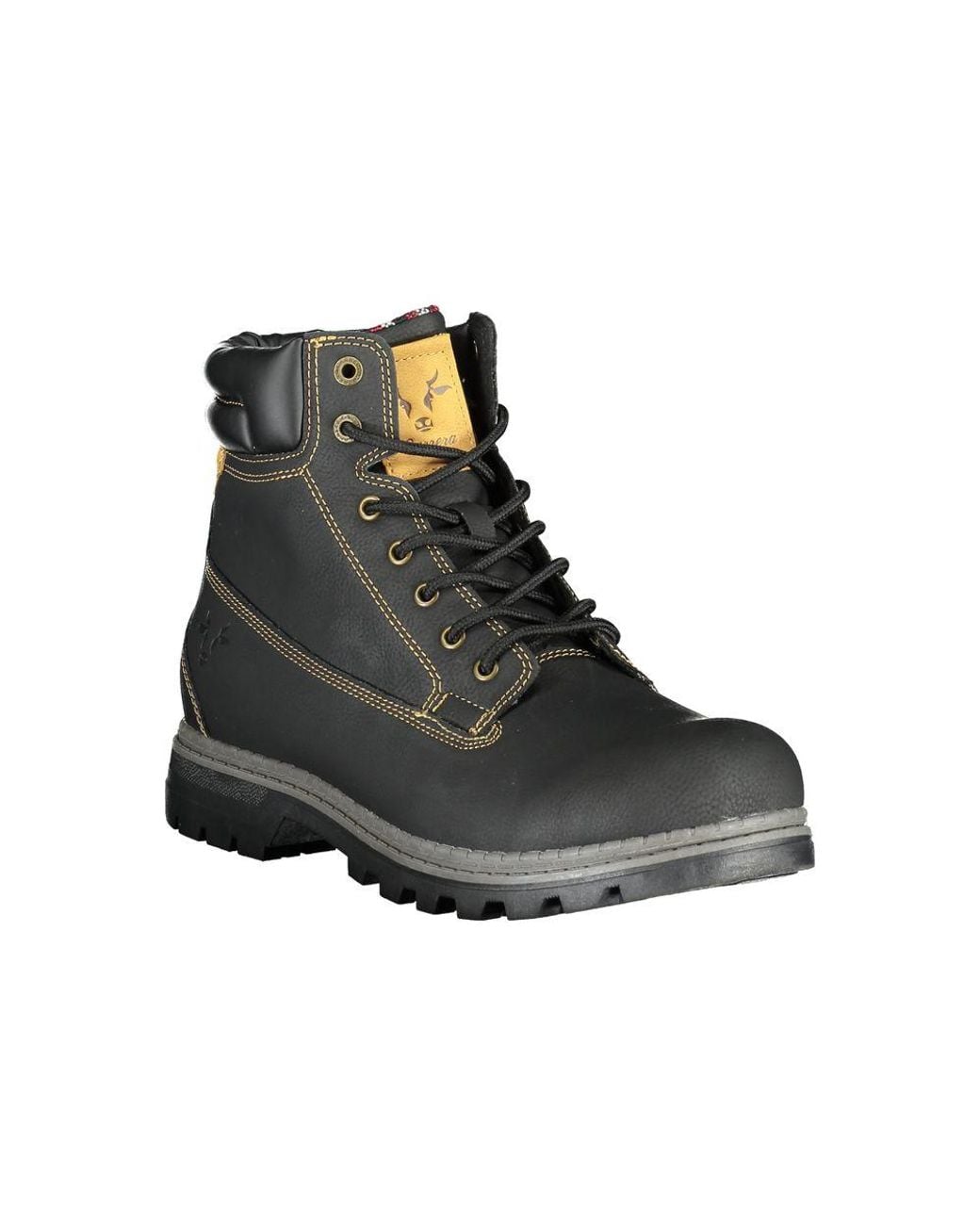 Carrera Black Sleek Lace-Up Boots With Contrast Accents for men