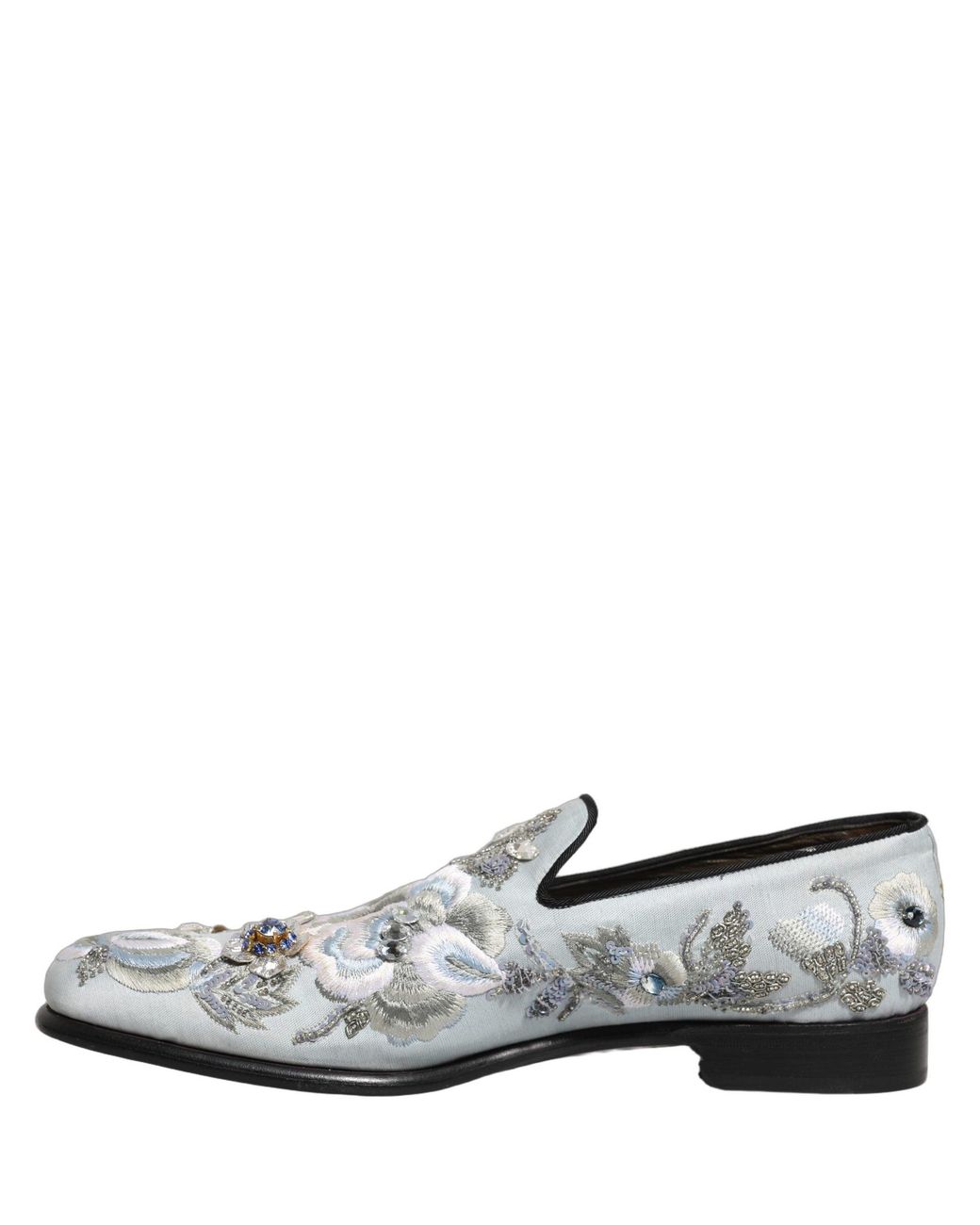 Dolce & Gabbana White Floral Embellished Men Loafers Shoes for men