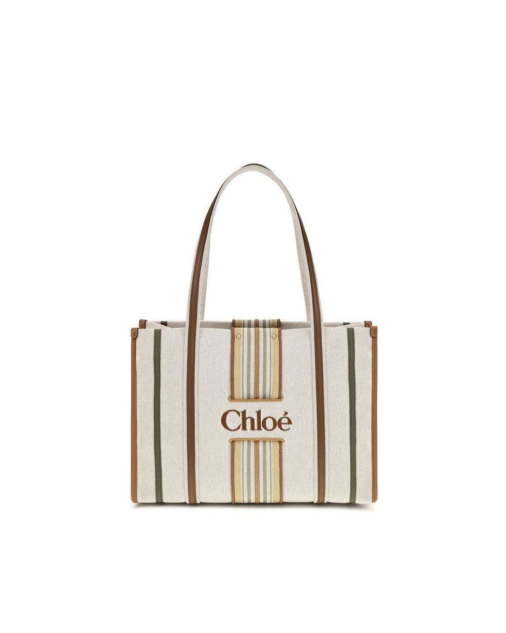 Chloé White Beige Cotton Shoulder Bag