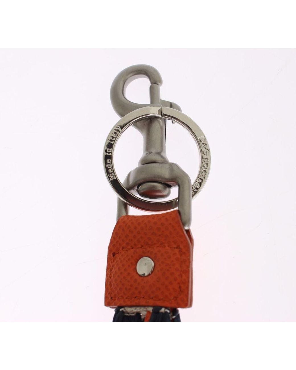 Dolce & Gabbana Red White Raffia Leather Clasp Finder Keyring Keychain