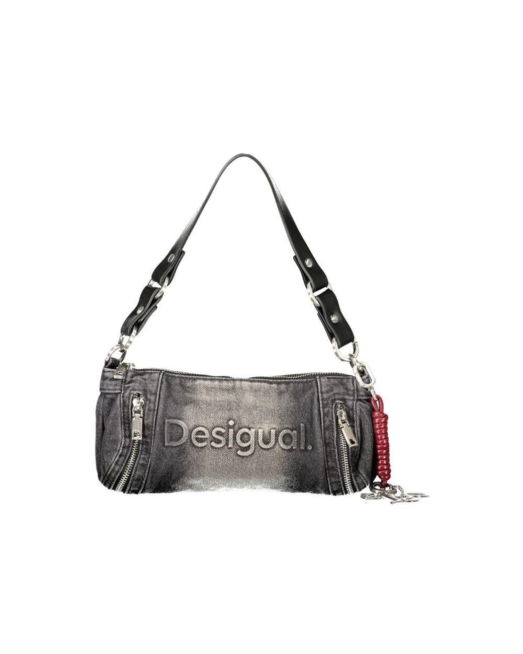 Desigual Gray Black Cotton S Bag