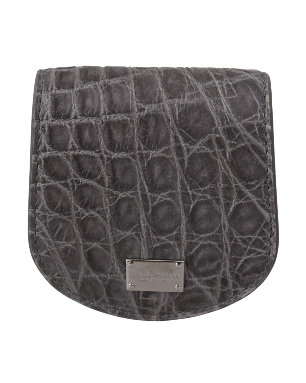 Dolce & Gabbana Gray Exotic Skin Condom Case Holder Pocket Wallet for men