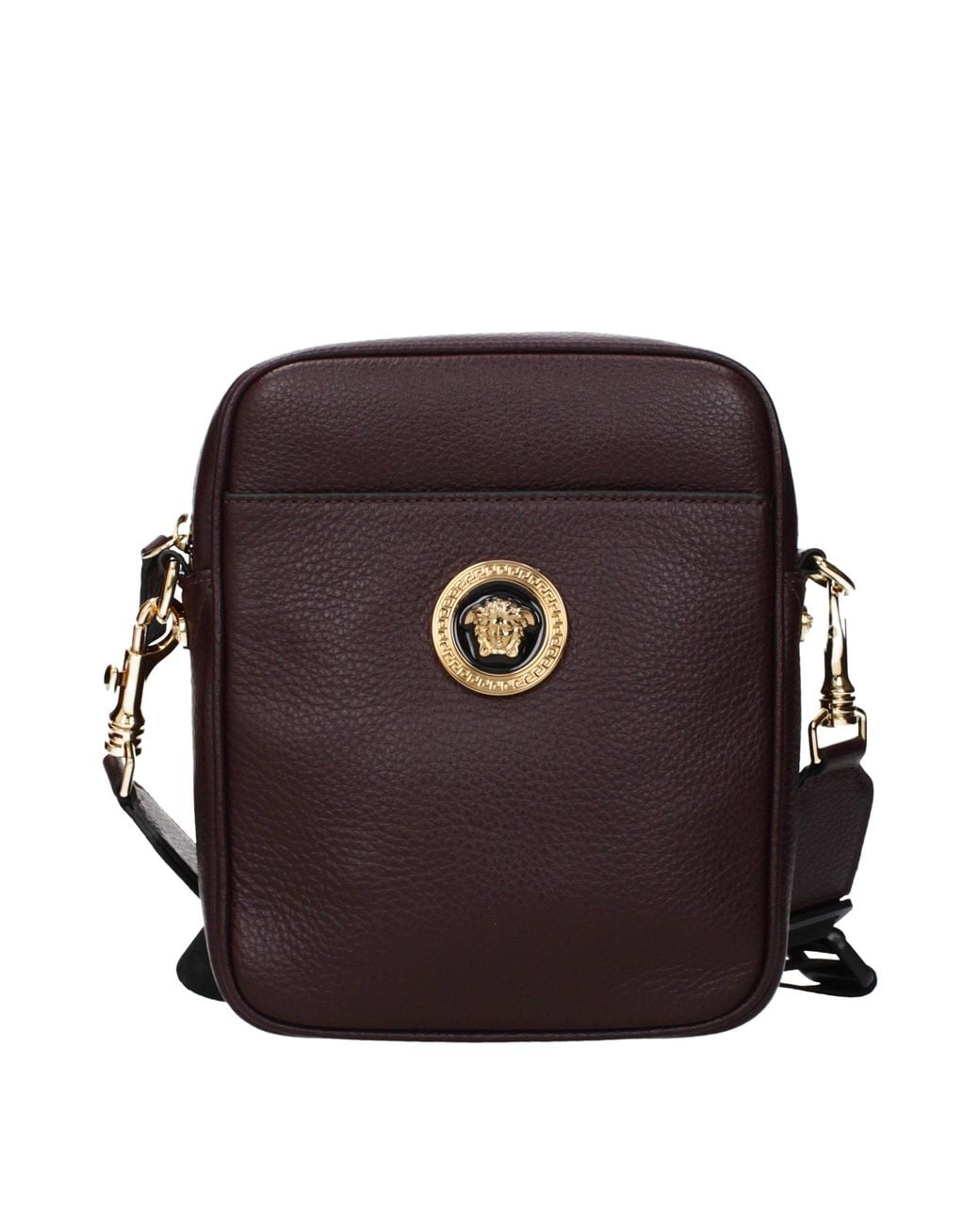Versace Black Purple Leather Crossbody Bag for men