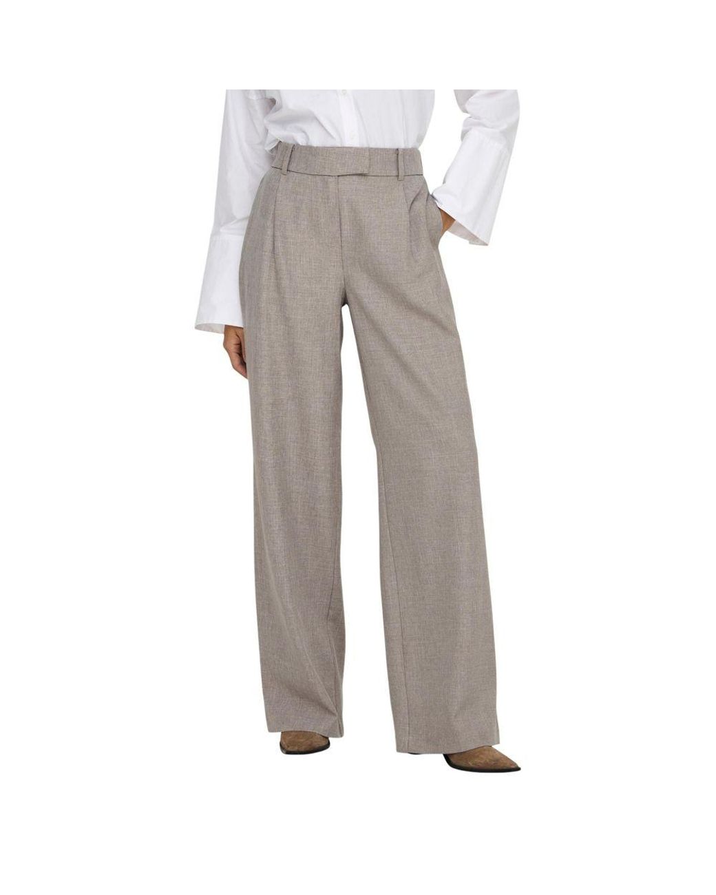 ONLY Gray Beige Polyester Dress Pants
