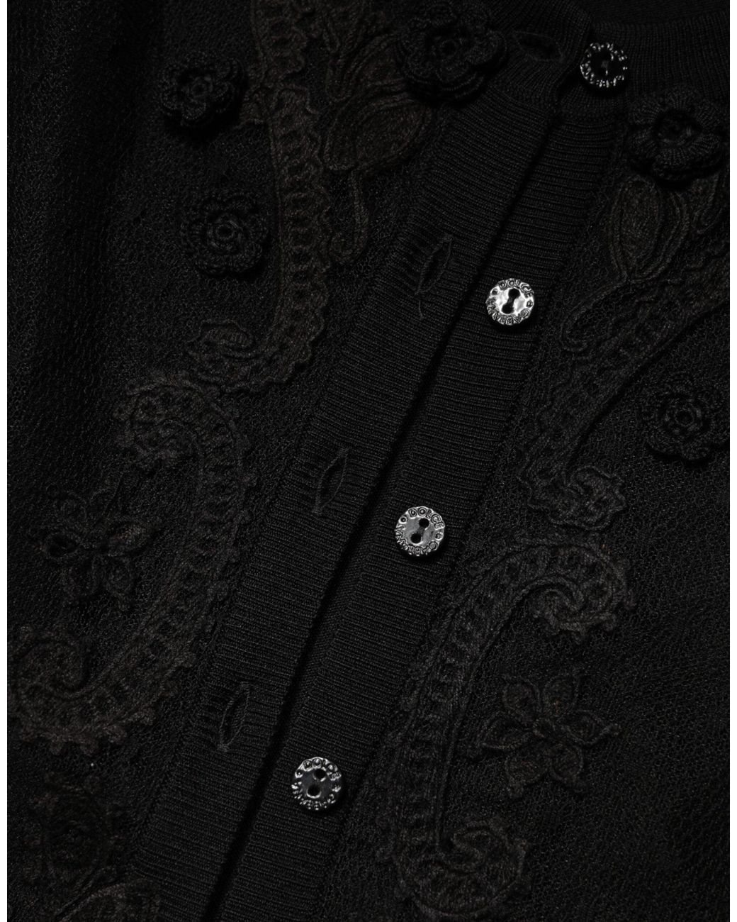 Dolce & Gabbana Black Sheer Button Down Cardigan Sweater